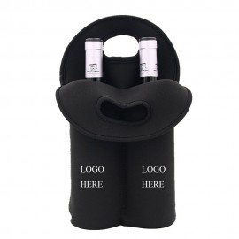 Custom Imprinted Neoprene Two Wine Bottle Tote Bag