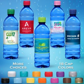 16.9 oz. Custom Label Spring Water w/Flat Cap - Blue Tinted Bottle Logo Branded