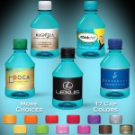 Promotional 8 oz. Custom Label Spring Water w/Flat Cap - Turquoise Tinted Bottle