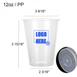 Promotional 12oz Clear Plastic Disposable Hot/Cold Cup