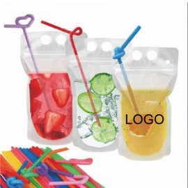 Custom Imprinted 16oz Hand-held Closable Zipper Drinking Pouches With Straw  Custom Imprinted 16oz Hand-held Closable Zipper Drinking Pouches With Straw