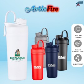 ArticFire 26oz Double Wall Stainless Steel Ice Shaker Bottle Logo Branded