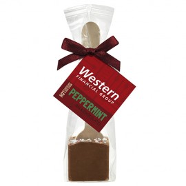 Custom Imprinted Hot Chocolate on a Spoon in Favor Bag - Milk Chocolate w/ Peppermint