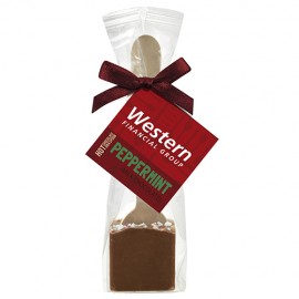 Hot Chocolate on a Spoon in Favor Bag - Milk Chocolate w/ Peppermint Logo Branded