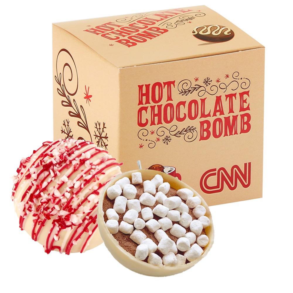 Custom Imprinted Hot Chocolate Bomb Gift Box - Deluxe Flavor - White Chocolate Peppermint
