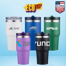 Promotional EcoSip 20oz Double Wall Tumbler with Straw Lid  SS Outside PP Inside