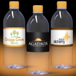 16.9 oz. Custom Labeled Water in Clear Bullet Bottle w/Tangerine Cap Logo Branded
