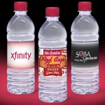 16.9 oz. Custom Label Spring Water w/ Ruby Red Flat Cap - Clear Bottle Custom Printed