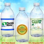 Custom Imprinted 12 oz. Custom Label Spring Water w/ Flat Cap - Clear Bullet ECO Bottle