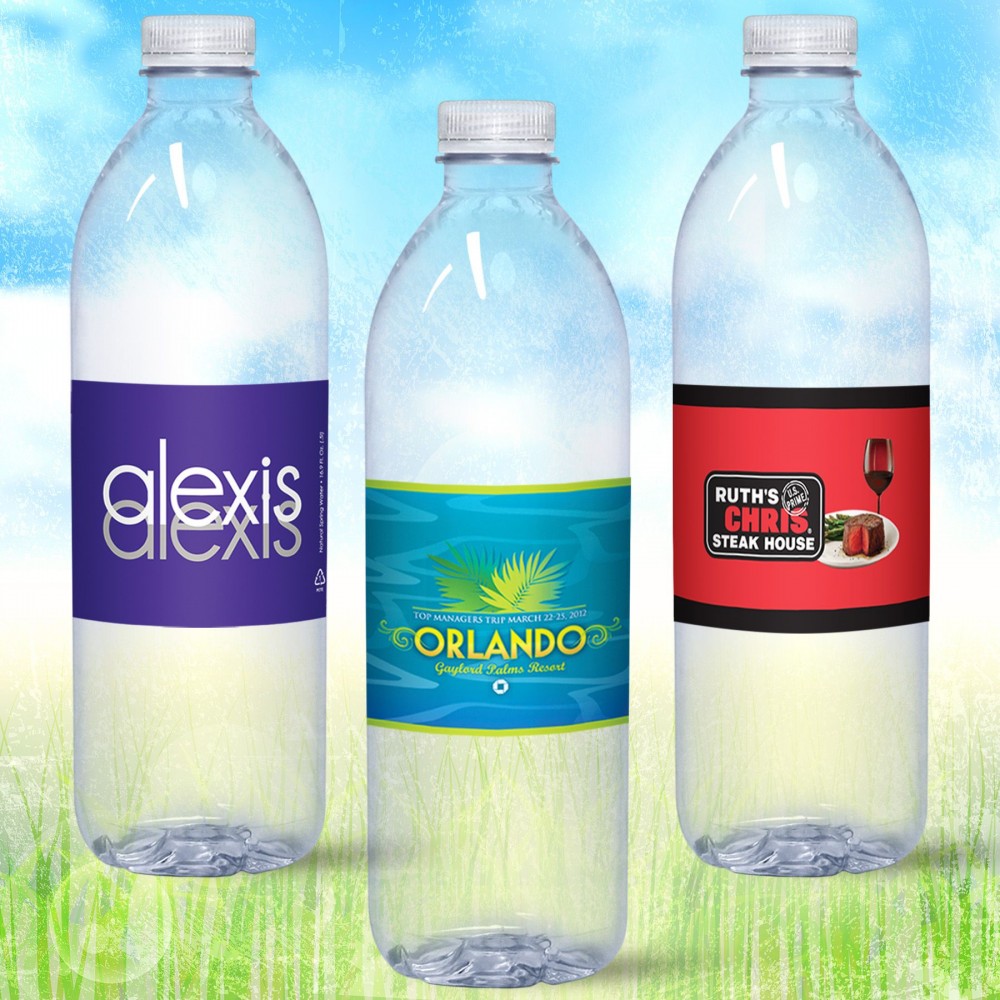 16.9 oz. Custom Label Spring Water w/ Flat Cap - Clear Bullet ECO Bottle Logo Branded