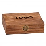 Promotional WOOD BOX w/ 9 WHISKEY STONES, STAINLESS STEEL TONGS & POUCH.