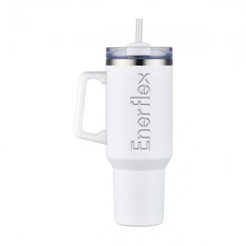 40oz Stainless steel travel mug with handle and straw with Logo