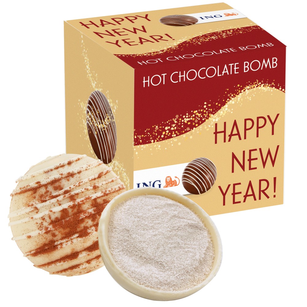 Logo Branded New Years Hot Chocolate Bomb Gift Box - Grand Flavor - Horchata