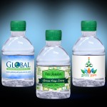 8oz. Custom Label Water w/Green Flat Cap - Clear Bottle Custom Imprinted