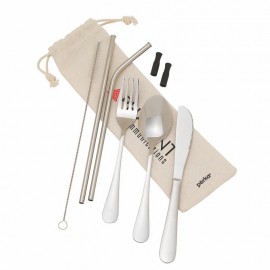 Perka Castellana 6-Piece Steel Straw & Utensil Set Custom Imprinted  Perka Castellana 6-Piece Steel Straw & Utensil Set Custom Imprinted