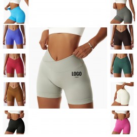 Custom Imprinted Yoga Shorts High Waist Fitness Tight Seamless Sports Shorts