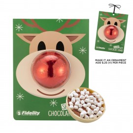Holiday Hot Chocolate Bomb Billboard Card - Reindeer with Red Foil Logo Branded
