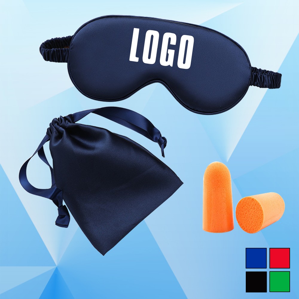 Logo Branded Cosmetic Bag/Ear Plugs and Eye Mask Set w/ Mini Bag