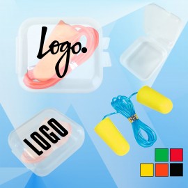 Earplugs in Square Case w/ a Cord with Logo