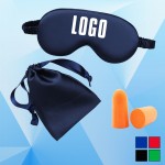 Promotional Cosmetic Bag/Ear Plugs and Eye Mask Set w/ Mini Bag