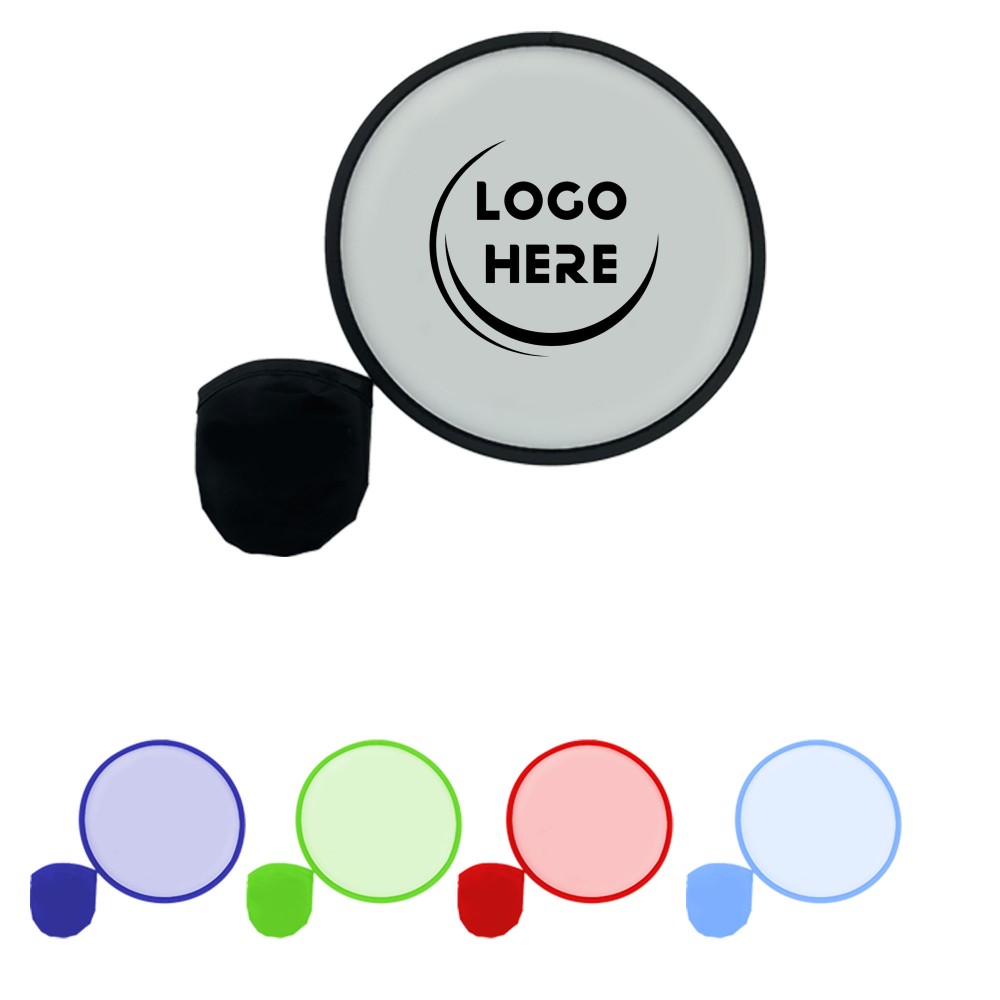 Logo Branded 8" Round Folding Pocket Flying Discs with Storage Bag Logo Branded 8" Round Folding Pocket Flying Discs with Storage Bag