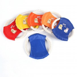 Fabric Pet Chew Toy Flying Disc with Rope with Logo