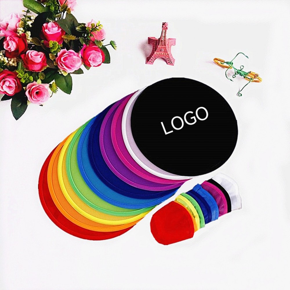 Logo Branded Foldable Flying Disc Fan w/ Pouch Logo Branded Foldable Flying Disc Fan w/ Pouch
