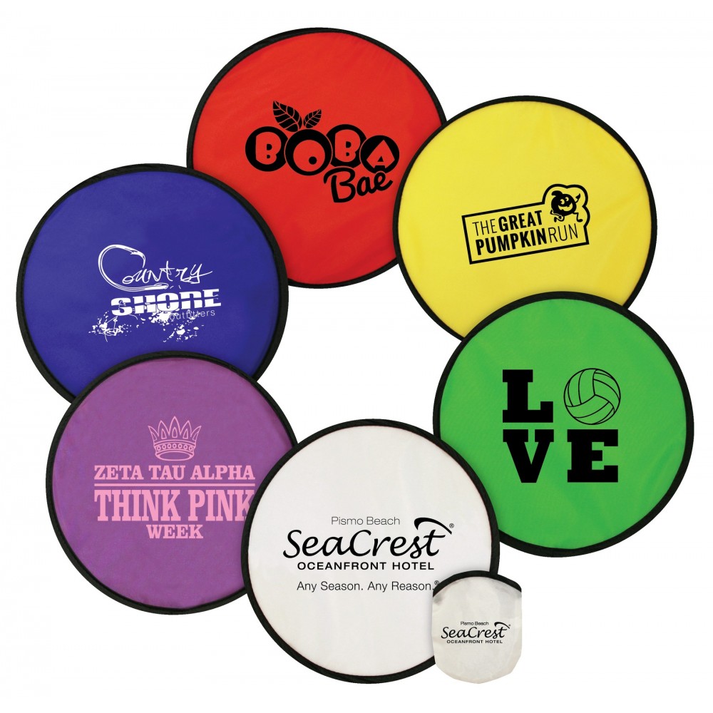 Flexible Nylon Flying Disc with Matching Pouch with Logo