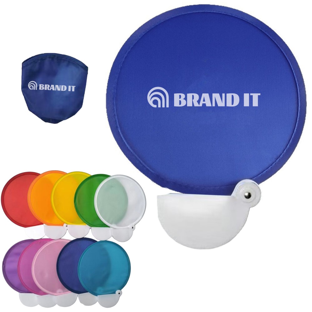 Promotional Foldable handheld Flying Discs Fan With Pouch