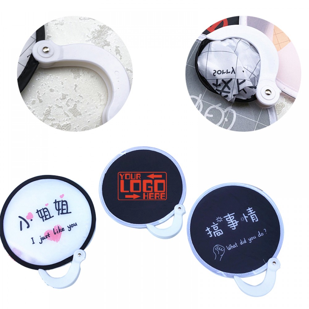 Round Polyester Foldable Hand Held Fan with Logo
