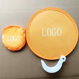 10" Nylon Promotional Foldable Flying Disk / Folding Hand Fan With Pouch with Logo