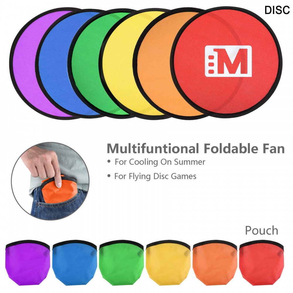 Folding Fan Or Flying Disc With Pouch with Logo