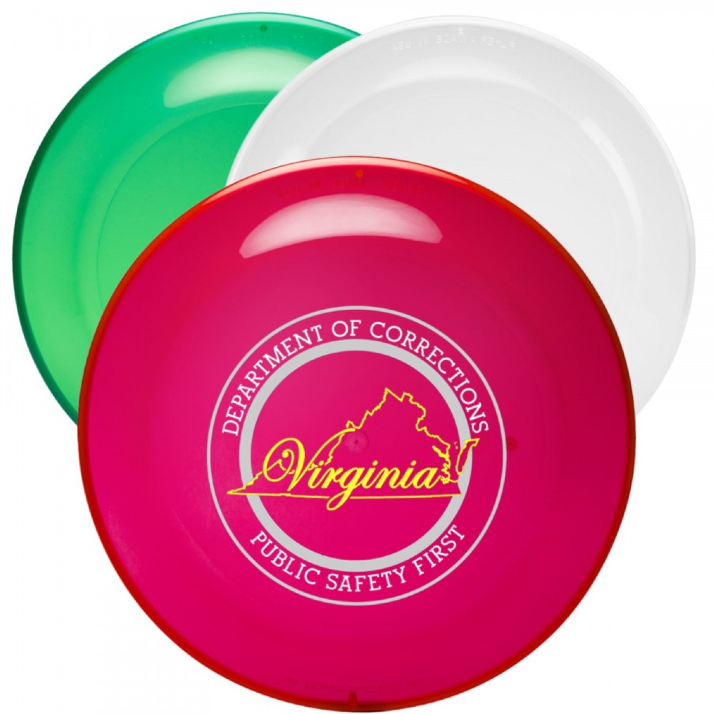 Personalized 9.25" Plastic Translucent Colored Flying Disc