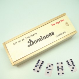 Double 6 Standard Wooden Case Dominoes (Screened) with Logo