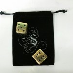 2 Solid Brass Dice w/Velvet Drawstring Pouch with Logo