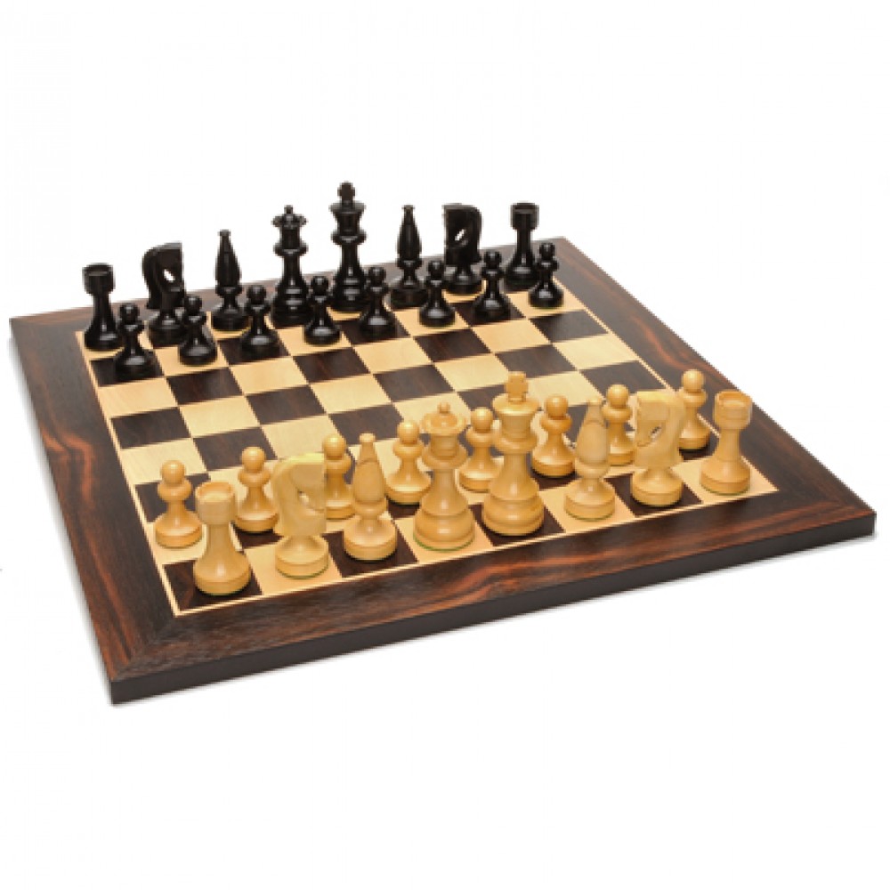 Promotional Russian Style Chess Set-Weighted Pieces & Black Stained Wood Promotional Russian Style Chess Set-Weighted Pieces & Black Stained Wood