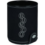 Custom Imprinted Black/Silver Leatherette Dice Cup w/ 5 Dice