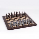 Promotional Chinese Qin Chess Set w/ Pewter Pieces & 16" Walnut Root Board