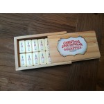 Custom Double 6 Ivory Dominoes in Wood Box