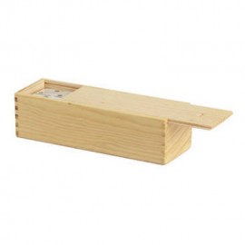 Double 6 Pro White Tile Dominoes w/ Wood Box with Logo  Double 6 Pro White Tile Dominoes w/ Wood Box with Logo