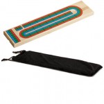 Custom 3 Color Track Wooden Cribbage Board with Velveteen Pouch