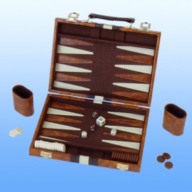 11" Brown & White Playfield Vinyl Backgammon with Logo