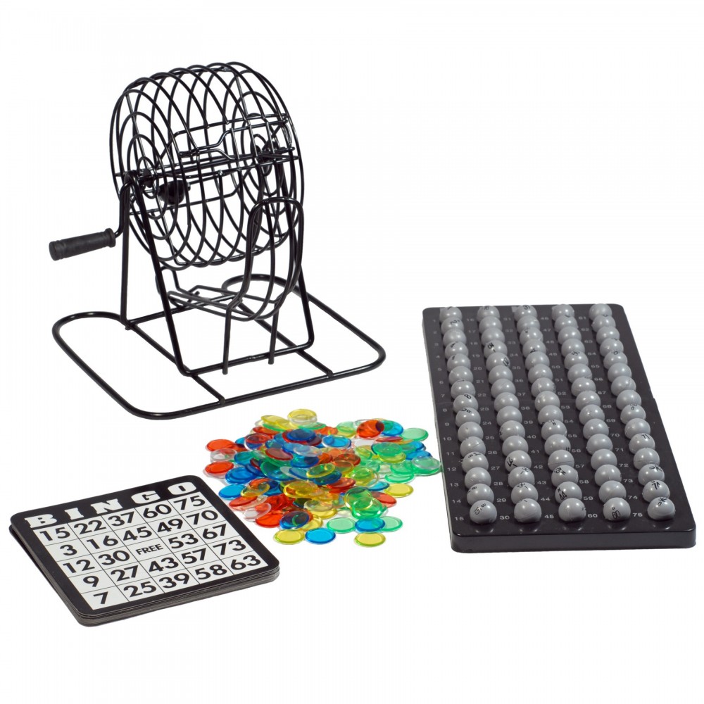 Custom Grand Bingo Set w/ 8" Black Metal Cage