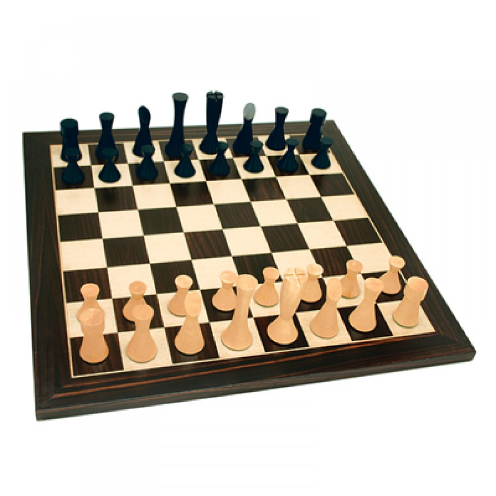 Custom Grand Modern Chess Set-Weighted Pieces & Black Stained Board Custom Grand Modern Chess Set-Weighted Pieces & Black Stained Board