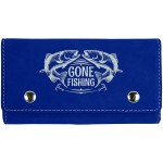 Custom Imprinted Blue/Silver 2 Card Leatherette w/5 Dice Set