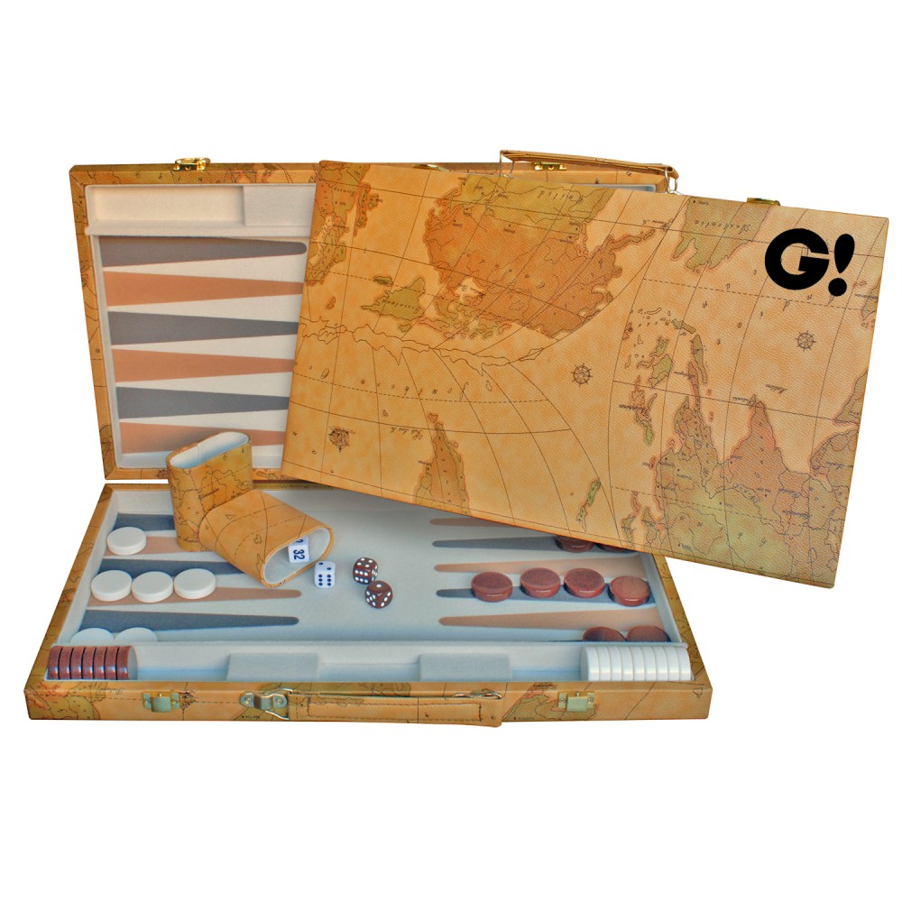 Promotional Map Design Backgammon Set 18 Inch Promotional Map Design Backgammon Set 18 Inch