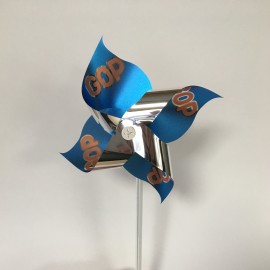 Pinwheel 2-White Mylar with 5" diameter contour propellers with Logo