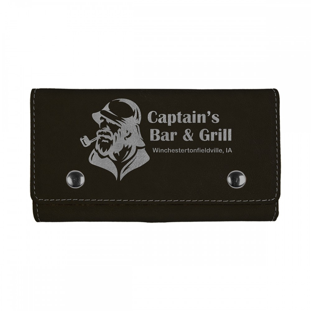 Customized Black/Silver Leatherette Card & Dice Set Customized Black/Silver Leatherette Card & Dice Set