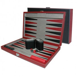 Leatherette Backgammon Set- Medium (Screened) with Logo