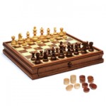 Custom French Staunton Chess & Checkers Set w/ Weighted Pieces